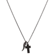 MANO|J Collana in titanio con diamanti black e oro rosso MINPENT7BCROHO